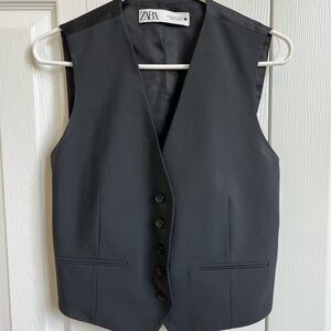 Zara Black Button Down Vest